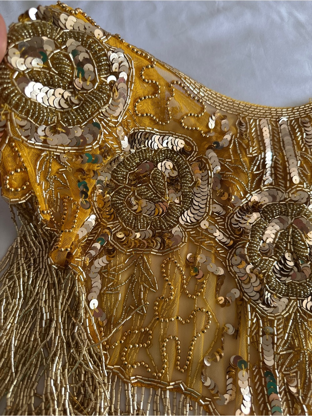 Vintage Gold Beaded Fringe Capelet Sequined - Picture 5 of 7